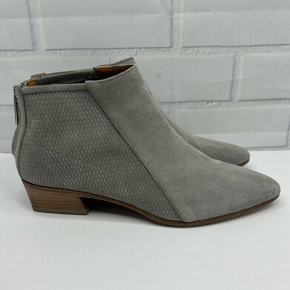 Aquatalia Grey Suede Almond Toe Ankle Boots